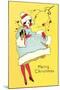 Woman in Santa Claus Dress-null-Mounted Art Print