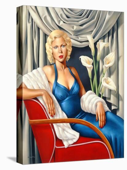 Woman in Sapphire Blue Dress-Catherine Abel-Stretched Canvas