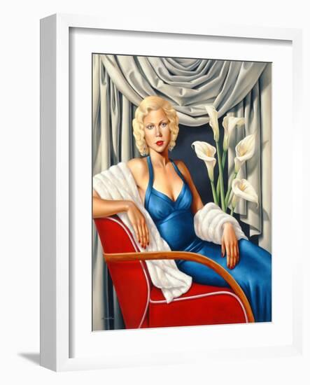 Woman in Sapphire Blue Dress-Catherine Abel-Framed Giclee Print