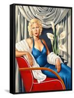 Woman in Sapphire Blue Dress-Catherine Abel-Framed Stretched Canvas