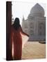 Woman in Sari at Taj Mahal, Agra, Uttar Pradesh, India (Mr)-Ian Trower-Stretched Canvas