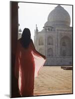 Woman in Sari at Taj Mahal, Agra, Uttar Pradesh, India (Mr)-Ian Trower-Mounted Photographic Print