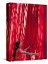 Woman in Sari Checking the Quality of Freshly Dyed Fabric Hanging to Dry, Sari Garment Factory, Raj-Gavin Hellier-Stretched Canvas