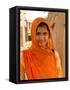 Woman in Sari Dress at Qutub Minar Complex, New Delhi, India-Bill Bachmann-Framed Stretched Canvas