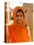Woman in Sari Dress at Qutub Minar Complex, New Delhi, India-Bill Bachmann-Stretched Canvas