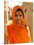 Woman in Sari Dress at Qutub Minar Complex, New Delhi, India-Bill Bachmann-Stretched Canvas