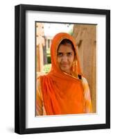 Woman in Sari Dress at Qutub Minar Complex, New Delhi, India-Bill Bachmann-Framed Premium Photographic Print