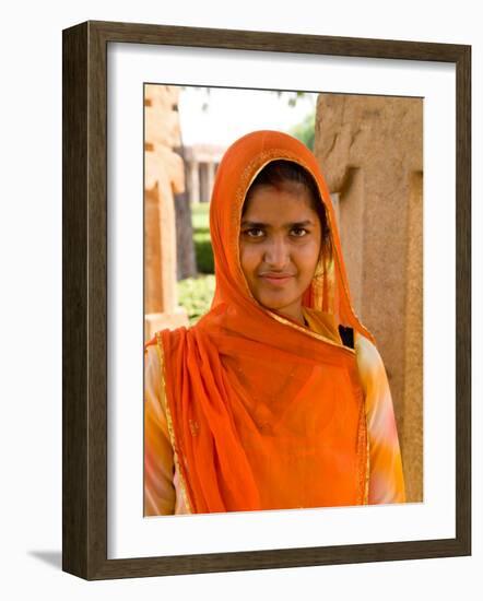 Woman in Sari Dress at Qutub Minar Complex, New Delhi, India-Bill Bachmann-Framed Photographic Print