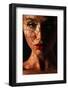 Woman in Shadows with Reflection of Openwork Lace on Her Face. Reflection-Gromovataya-Framed Photographic Print