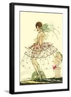 Woman in Sheer Dress with Bird of Paradise-null-Framed Art Print