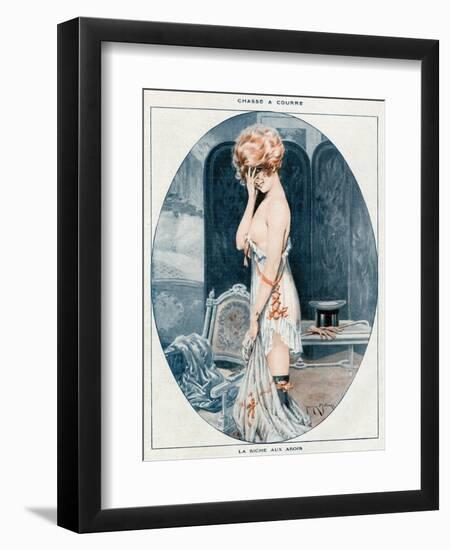 Woman in Slip 1918-Maurice Milliere-Framed Art Print