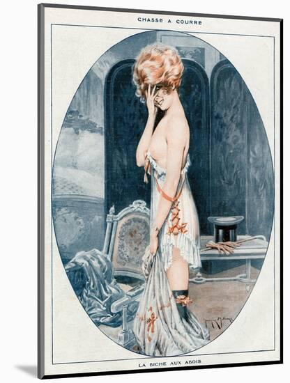 Woman in Slip 1918-Maurice Milliere-Mounted Art Print