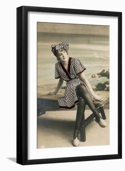 Woman in summer dress, early 1900s-French School-Framed Photographic Print