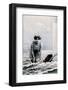 Woman in swimsuit antique postcard-French School-Framed Photographic Print