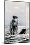 Woman in swimsuit antique postcard-French School-Mounted Photographic Print