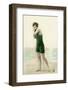 Woman in swimsuit, circa early 1900s antique postcard-French School-Framed Photographic Print