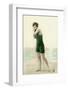 Woman in swimsuit, circa early 1900s antique postcard-French School-Framed Photographic Print