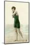 Woman in swimsuit, circa early 1900s antique postcard-French School-Mounted Photographic Print