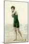 Woman in swimsuit, circa early 1900s antique postcard-French School-Mounted Photographic Print