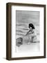 Woman in swimsuit with fishing net-French School-Framed Photographic Print