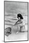 Woman in swimsuit with fishing net-French School-Mounted Photographic Print