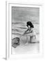 Woman in swimsuit with fishing net-French School-Framed Photographic Print