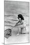 Woman in swimsuit with fishing net-French School-Mounted Photographic Print