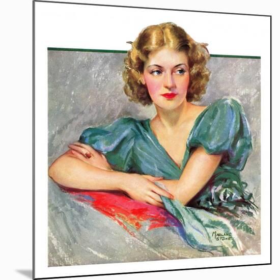 "Woman in Teal,"March 11, 1933-Marland Stone-Mounted Giclee Print