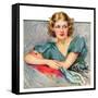 "Woman in Teal,"March 11, 1933-Marland Stone-Framed Stretched Canvas