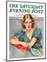 "Woman in Teal," Saturday Evening Post Cover, March 11, 1933-Marland Stone-Mounted Giclee Print
