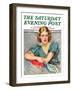 "Woman in Teal," Saturday Evening Post Cover, March 11, 1933-Marland Stone-Framed Giclee Print