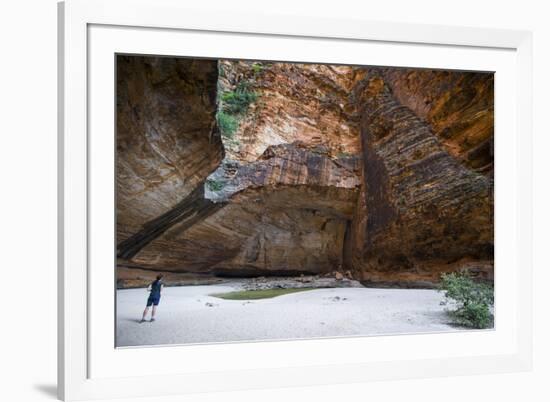 Woman in the Cathedral Gorge in the Purnululu National Park-Michael Runkel-Framed Photographic Print