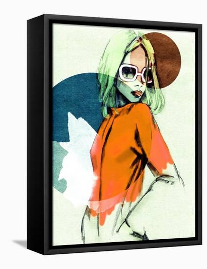 Woman in the Cloak . Hand Painted Fashion Illustration-Anna Ismagilova-Framed Stretched Canvas