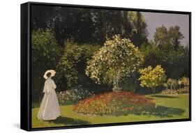 Woman in the Garden. Sainte-Adresse.-CLAUDE MONET-Framed Stretched Canvas
