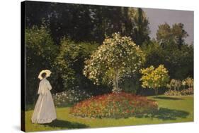 Woman in the Garden. Sainte-Adresse.-CLAUDE MONET-Stretched Canvas