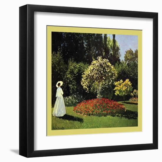 Woman in the Garden-Claude Monet-Framed Art Print