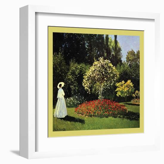 Woman in the Garden-Claude Monet-Framed Art Print