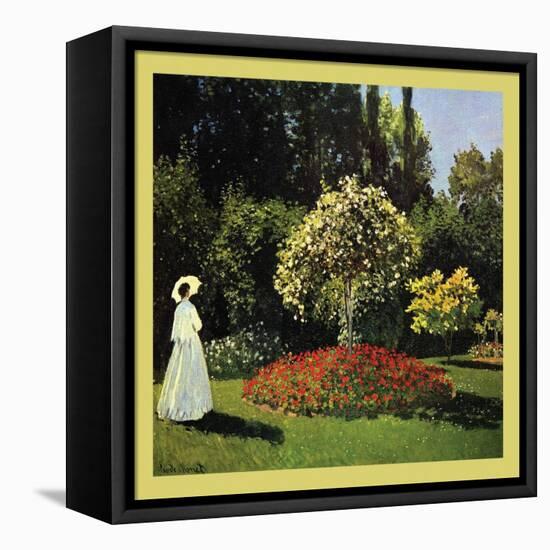 Woman in the Garden-Claude Monet-Framed Stretched Canvas