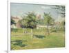 Woman in the Meadow at Eragny, Spring, 1887-Camille Pissarro-Framed Giclee Print