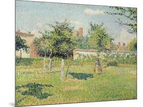 Woman in the Meadow at Eragny, Spring, 1887-Camille Pissarro-Mounted Giclee Print