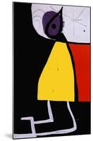 Woman in the Night-Joan Miro-Mounted Art Print