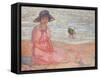 Woman in the Pink Dress by the Sea; Femme a La Robe Rose Au Bord De La Mer, C.1920-Henri Lebasque-Framed Stretched Canvas