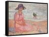 Woman in the Pink Dress by the Sea; Femme a La Robe Rose Au Bord De La Mer, C.1920-Henri Lebasque-Framed Stretched Canvas