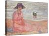 Woman in the Pink Dress by the Sea; Femme a La Robe Rose Au Bord De La Mer, C.1920-Henri Lebasque-Stretched Canvas