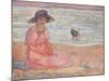 Woman in the Pink Dress by the Sea-Henri Lebasque-Mounted Giclee Print