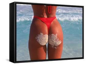 Woman in Thong at Beach with Sandy Bottom-Bill Bachmann-Framed Stretched Canvas