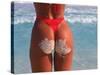Woman in Thong at Beach with Sandy Bottom-Bill Bachmann-Stretched Canvas