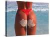 Woman in Thong at Beach with Sandy Bottom-Bill Bachmann-Stretched Canvas