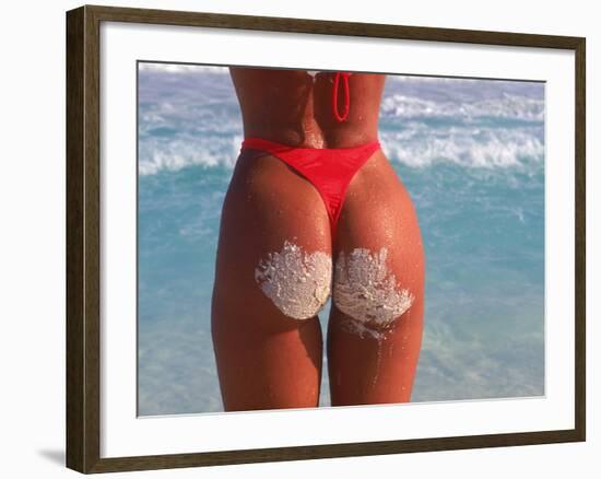 Woman in Thong at Beach with Sandy Bottom-Bill Bachmann-Framed Photographic Print