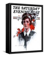 "Woman in Tie," Saturday Evening Post Cover, November 15, 1924-Charles A. MacLellan-Framed Stretched Canvas